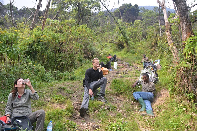 Haciendo la primera parada de la ascensión