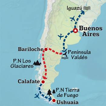 Mapa de Desde la Patagonia hasta Iguazú
