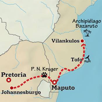 Mapa de Mozambique y Kruger