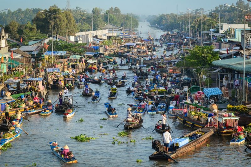 Foto de Ruta por La eterna sonrisa Mercado flotante en Mekong