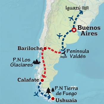 Mapa de Desde la Patagonia hasta Iguazú