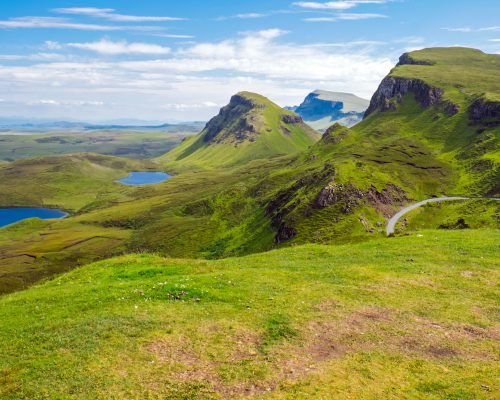 Green landscape on the Isle of Skye in Scotland